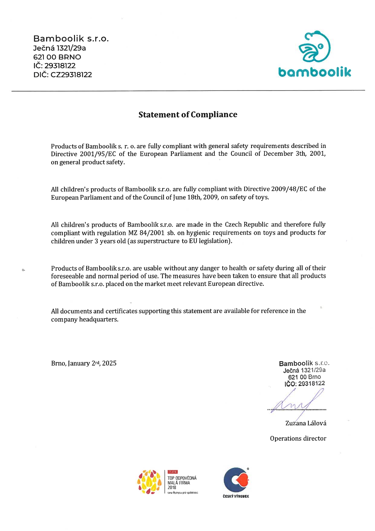 Statement of Compliance | Bamboolik